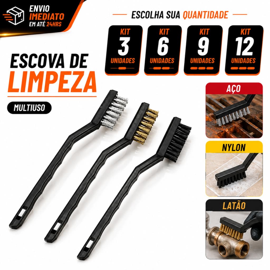 Escovas De Aço Multiuso 3/6/9/12 Aço Nylon Latão Grelha Fogão Ferrugem Limpeza