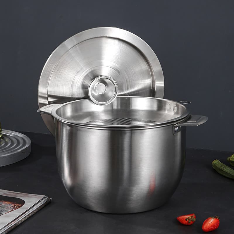 Filtro de armazenamento de óleo de cozinha em aço inoxidável 304, pote de resíduos de óleo, tanque de óleo com tampa, pa