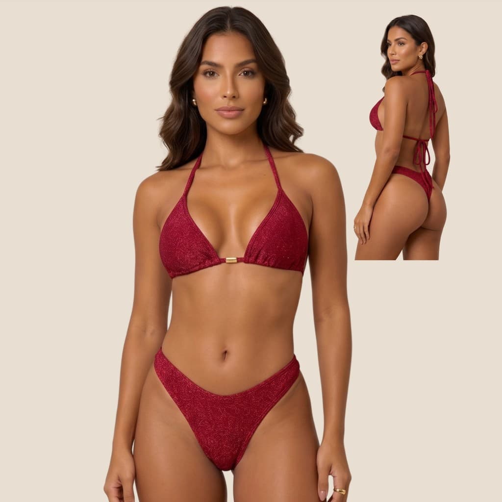 Conjunto Cortininha Com Calcinha Fio Duplo Moda Praia Verão Envio Rapido