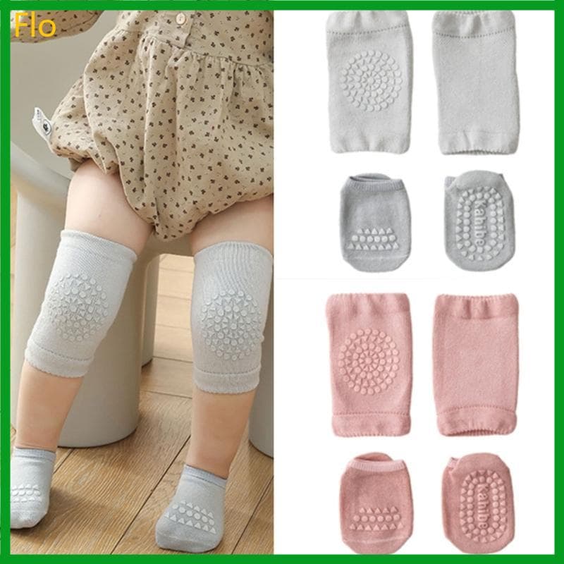 Flo Crianças Anti Skid Play Meias E Joelheiras Definir Algodão Penteado Elástico Para Ativas Aprendendo A Andar Com Segu