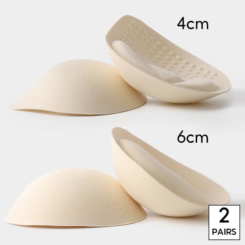 2 pares de almofadas de esponja de 4 ou 6 cm de comprimento, almofadas de peito removíveis, usadas em roupas íntimas.
