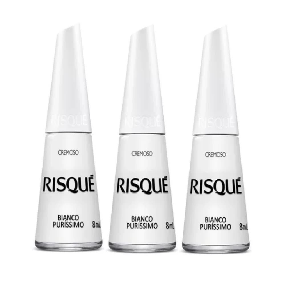 Risque Cremoso Esmalte Bianco Puríssimo 8ml Kit 3un