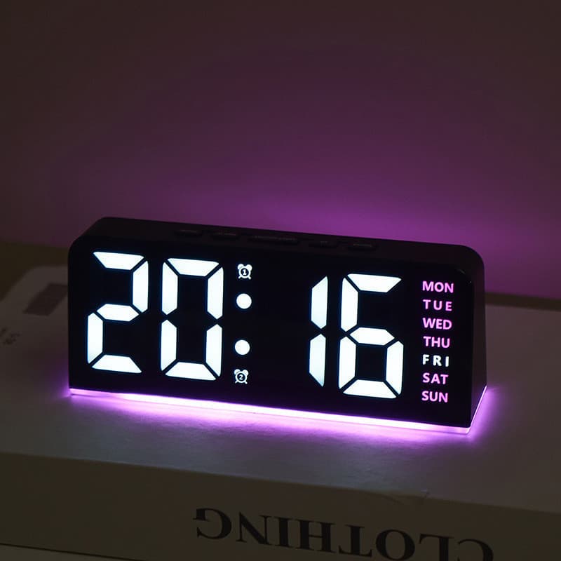 LED grande relógio digital multifuncional atmosfera lâmpada relógio de mesa Desktop despertador digital hora data Displa