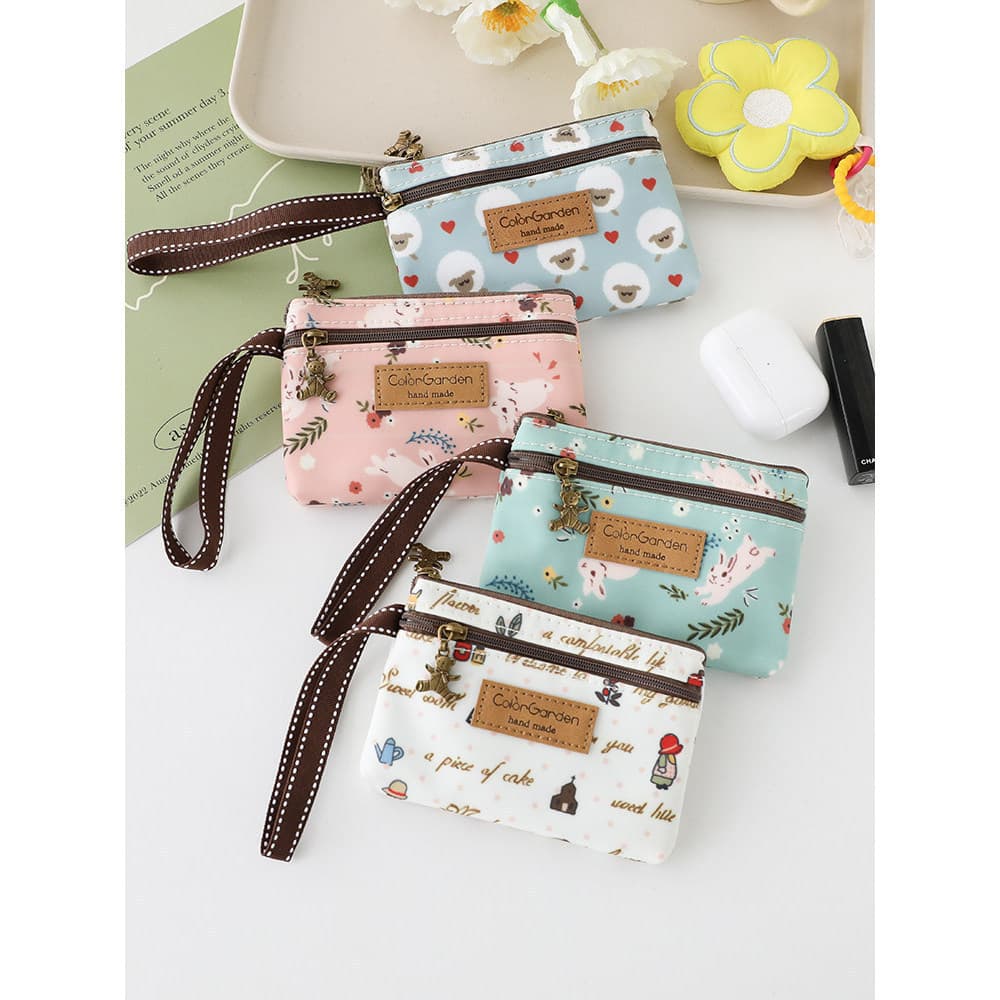carteira feminina pequena carteira femenina carteira Mini bolsa de moedas Horizontal fofa feminina com zíper duplo