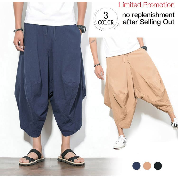 【Estilo Chinês】[Moda Casual] Calças 7/8 Masculinas/Calças Curtas/Calças Lanternas/Calças Soltas