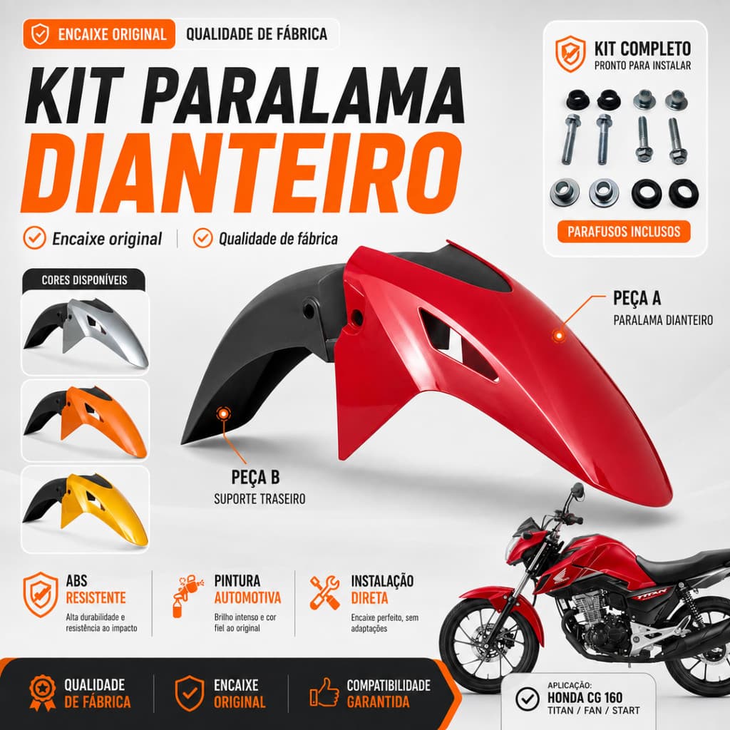 Paralama Dianteiro Titan Fan Start 160 2025 Todas As Cores