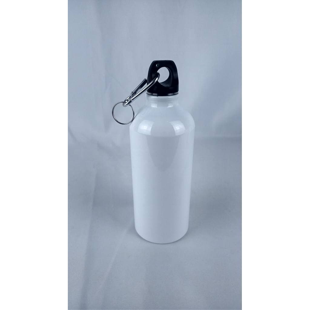Garrafa Squeeze Alumínio 600ml Branco Com Mosquetão Tampa Rosca Para Academia Bike Caminhada Sublimação