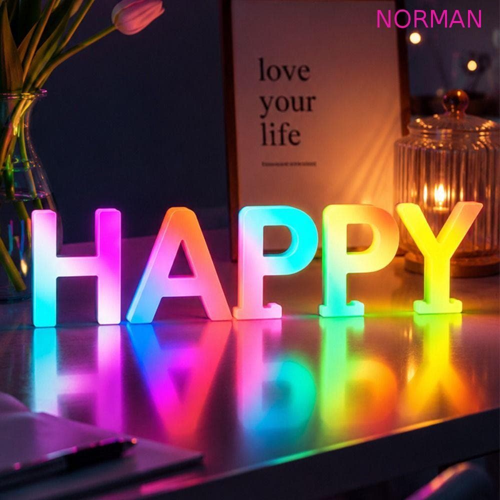 Luz Do Alfabeto NORMAN , Decorativa De Letras LED Com De Nome , Lâmpada Inteligente De Número De Plástico USB Para Casa