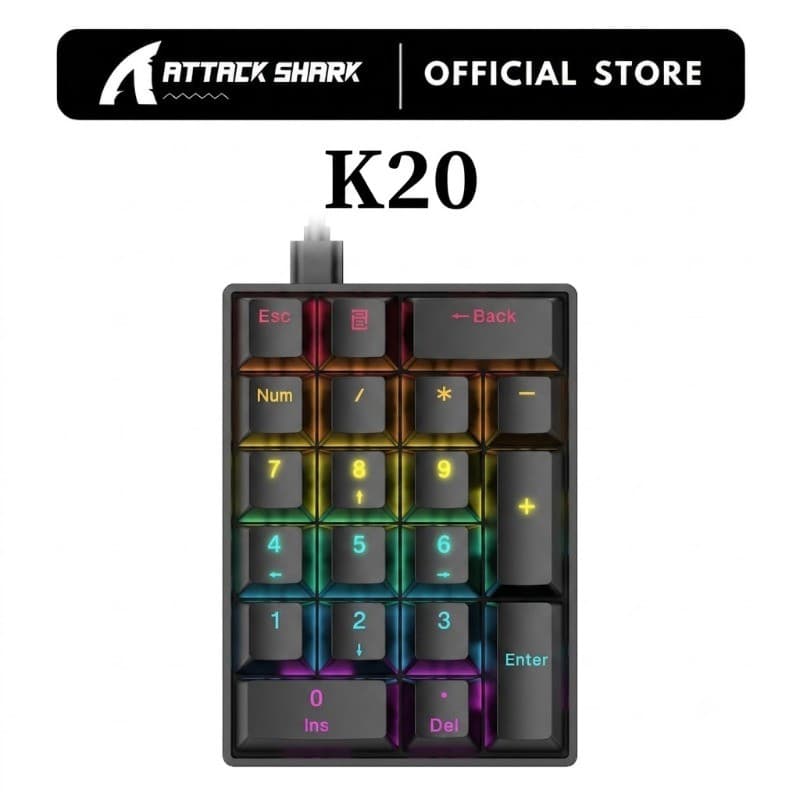 APAYADO K20 Mini Teclado Numérico Mecânico De 20 Teclas Tipo-C Com Fio Numpad Azul Vermelho Interruptor Anti-Ghosting Ca