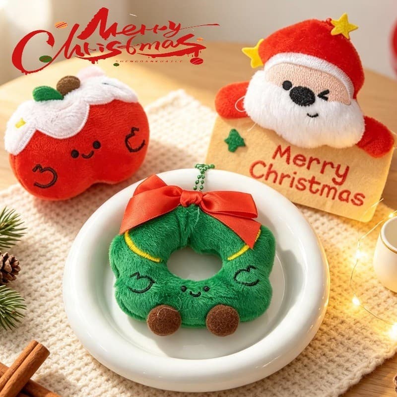 Chaveiro De Pelúcia De Boneca De Desenho Animado De Natal-Macio Casal Amigo-Pingente-Ornamento De Suspensão De Bolsa Mei