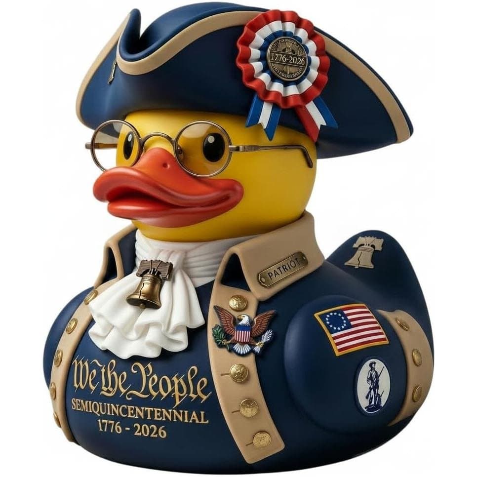 Pato de Borracha do 250º Aniversário da Independência Americana, Pato de Borracha Patriótico Militar para Brincadeiras,