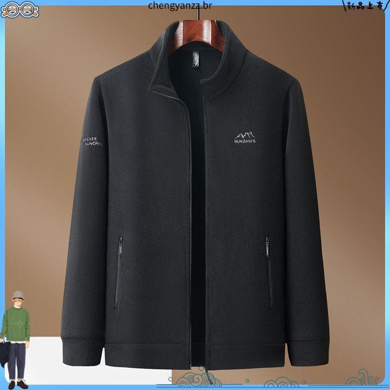 Roupas masculinas para idosos de meia-idade, roupas de pai, jaqueta de tamanho grande, lã espessada, primavera, outono,