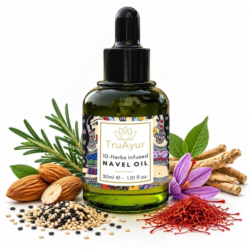 Óleo para o Umbigo Truayur, Óleo para o Umbigo TruAyur com 10 Ervas, 1 FL OZ |   Óleo para o Umbigo Truayur, Óleo de Bel