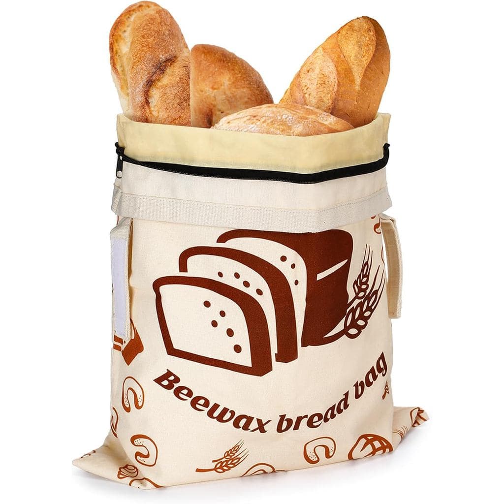 Sacos de Pão de Cera de Abelha Natural com Zíper de Vedação - 13''x16.7'' Embalagens Reutilizáveis para Armazenamento de