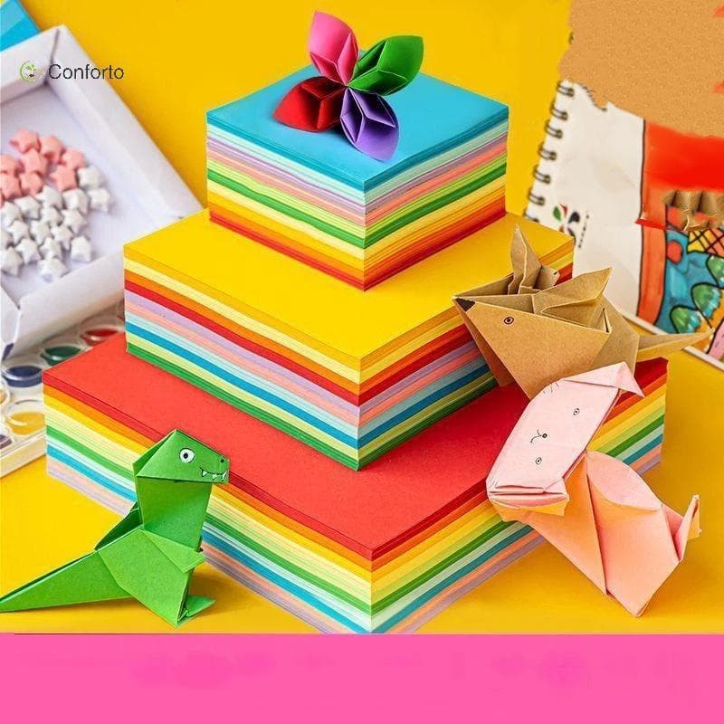 [EruditeCourtB] Conjunto De Papel Origami De Cores Mistas Com 100 Unidades , Materiais De Corte Artesanais DIY Para Expo