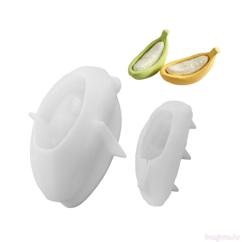 Conjunto Moldes Gesso E Cimento Molde Fundição Silicone Tema Banana Concha Externa