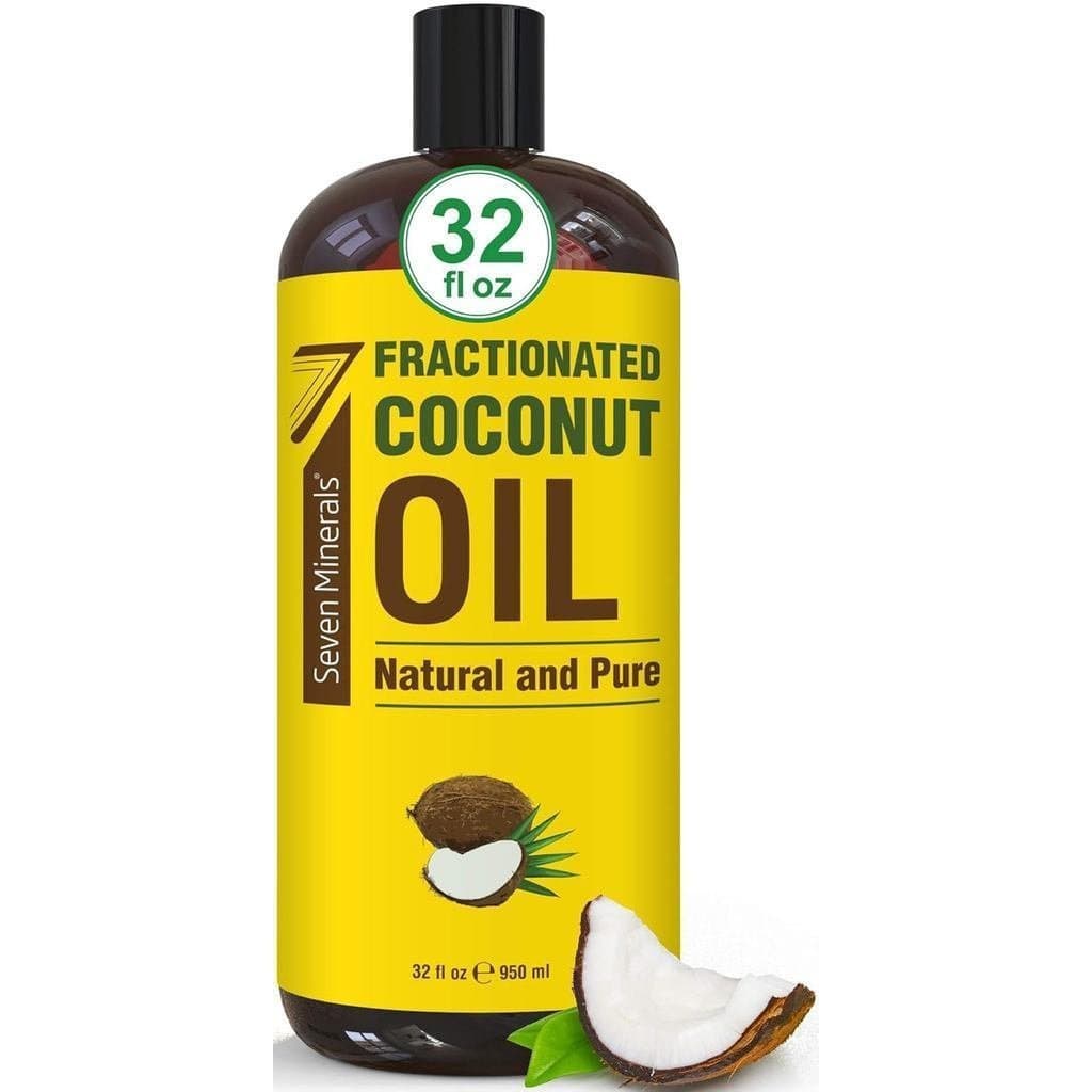 Óleo de Coco Fracionado Puro Seven Minerals - Garrafa Grande 32 Fl Oz - Sem OGM, 100% Natural, Óleo de Massagem Leve S0T