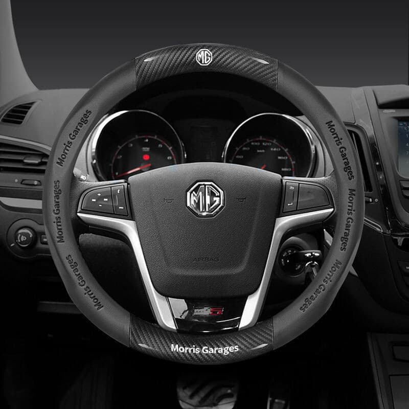 Capa de Volante em Couro e Fibra de Carbono 6D para MG TF ZR HR HS ZS EP MG5 MG3 MG4 EV 4 5 6 GM Mulan 2023 VS HEV, Capa