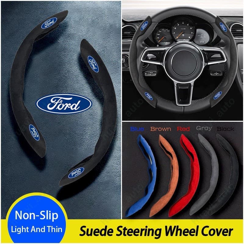[Oferta por Tempo Limitado] Capa de Volante em Camurça de Alta Qualidade Ford, Acessórios de Decoração para Carro para R