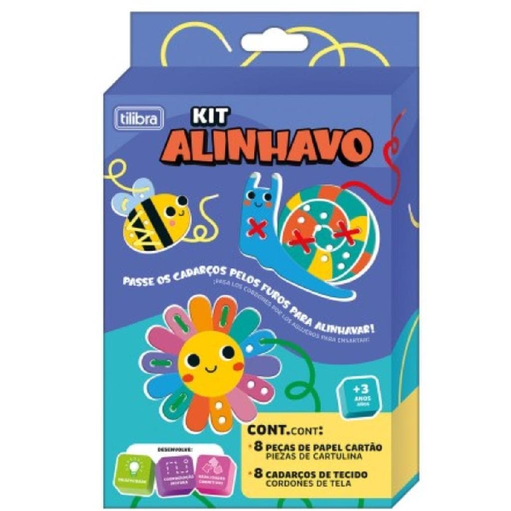 Kit Alinhavo 8 Peças Jogo Pedagógico Infantil em Madeira para Crianças  de 3 Anos Coordenação Motora Criatividade