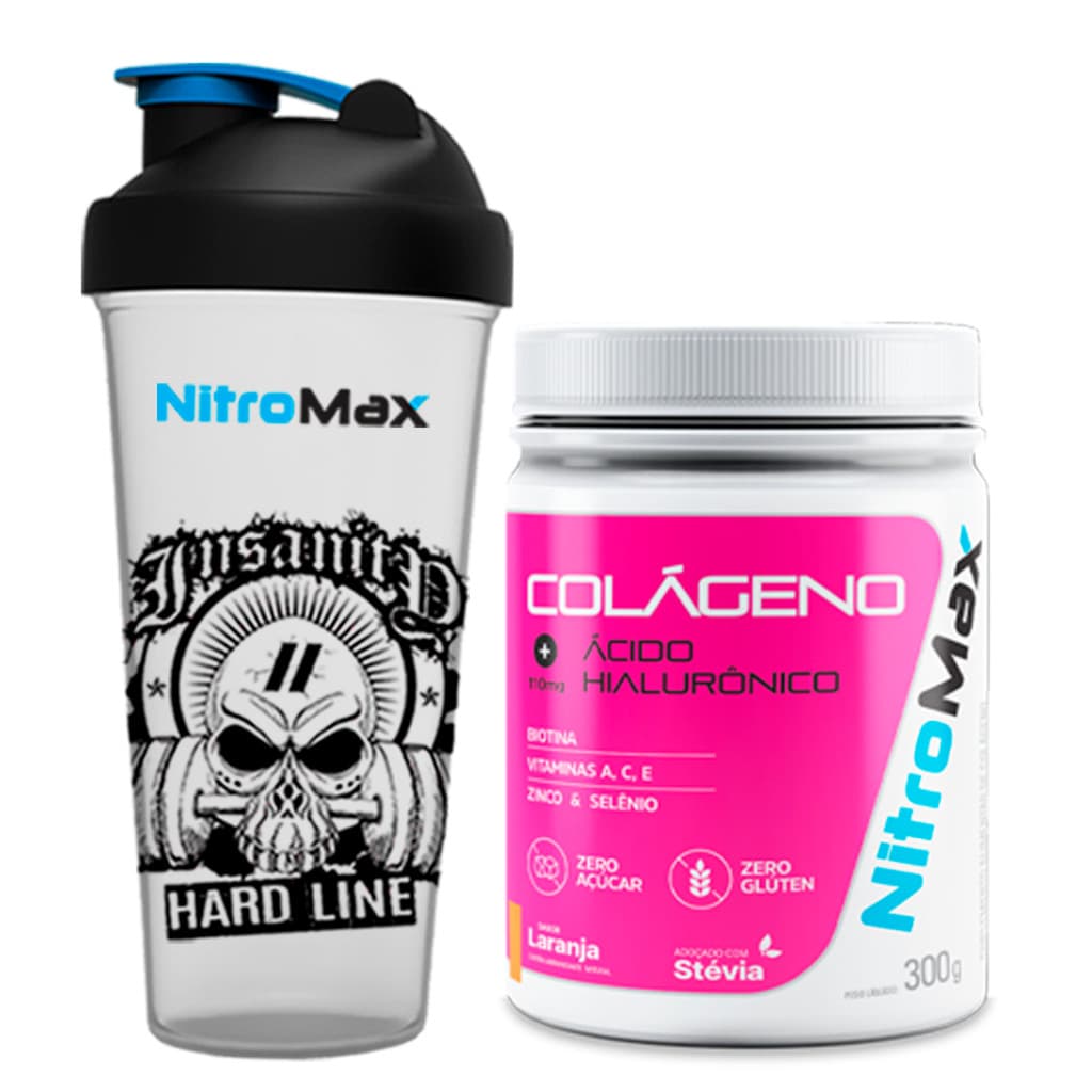 Colágeno com Ácido Hialurônico 300g + Coqueteleira Nitromax