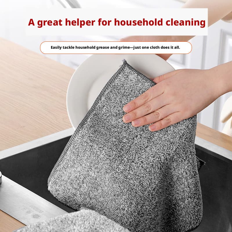 Pano cinza carvão de bambu, pano de prato, pano de limpeza de cozinha, microfibra, forte absorção de água, não é fácil d
