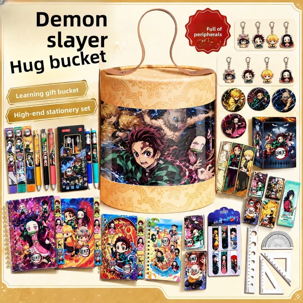 Conjunto De Presente De Papelaria Demon Slayer Para Crianças , Caixa De Material Escolar , Retorno De Aniversário