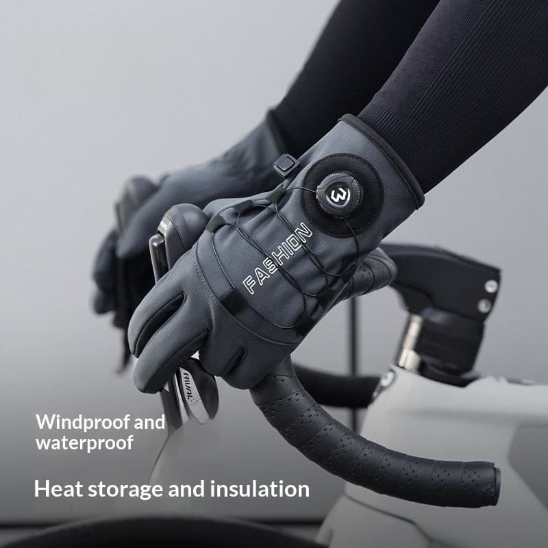 Luvas de ciclismo de inverno à prova de vento com capacidade de tela sensível ao toque, forradas com fleece para aquecim