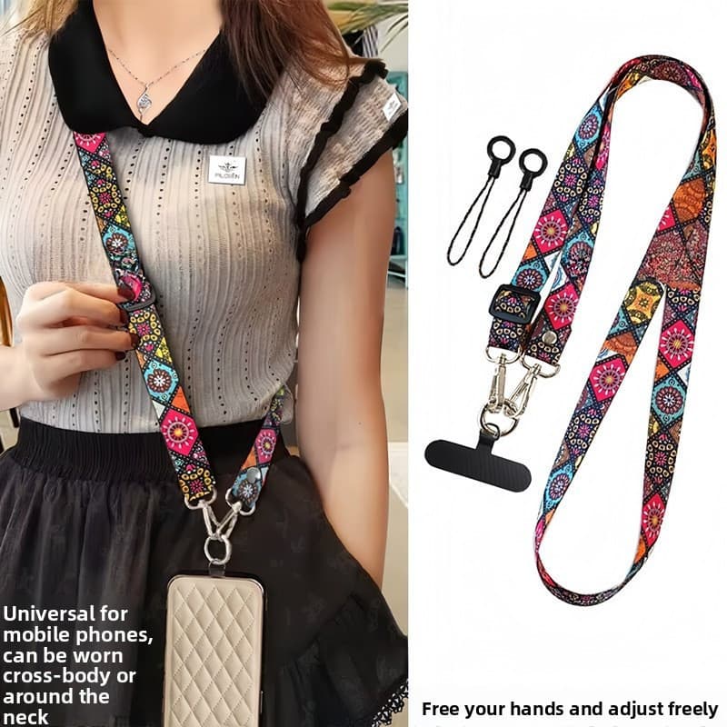 Correia de cordão alça de ombro livre estilo simples telefone móvel moderno Retro pescoço Totem ajustável
