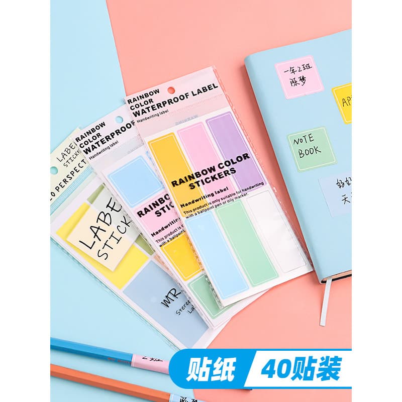 Etiqueta Sky Macaron Etiqueta Etiqueta colorida à prova d'água Papel manuscrito pode colar informações Armazenamento de