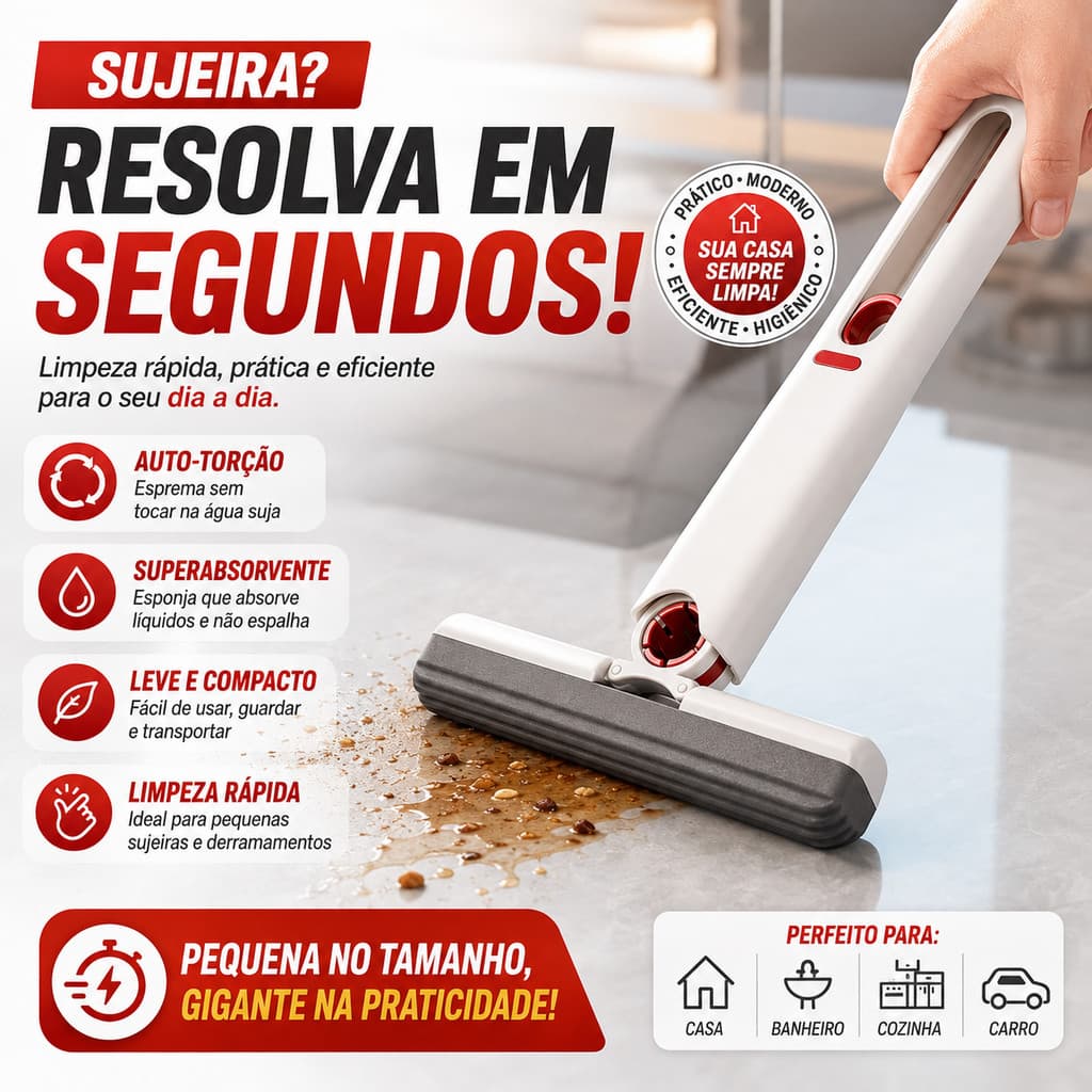 Mini Mop Portátil Retrátil Auto-Torção Esfregão Compacto para Casa Banheiro Cozinha Carro BP-21108