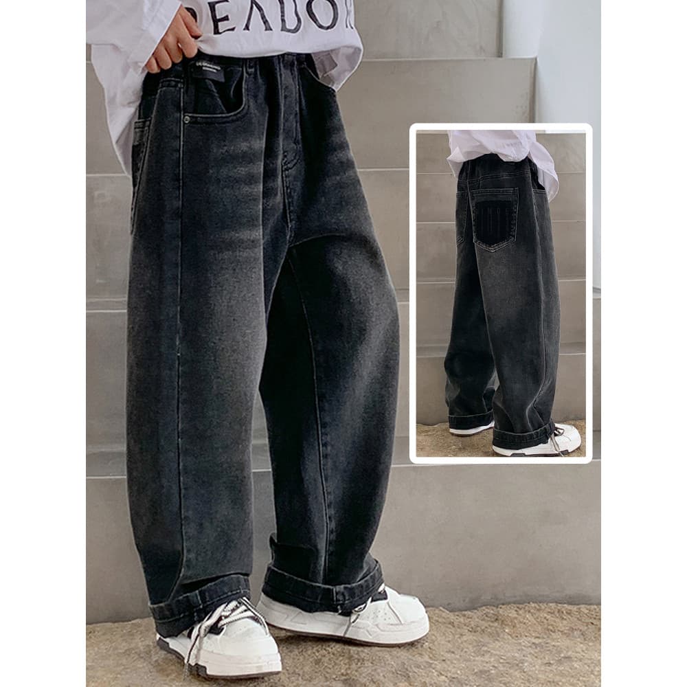 Roupas infantis meninos calças Jeans pretas roupas de outono 2026 novo estilo grandes calças casuais infantis Street Wea