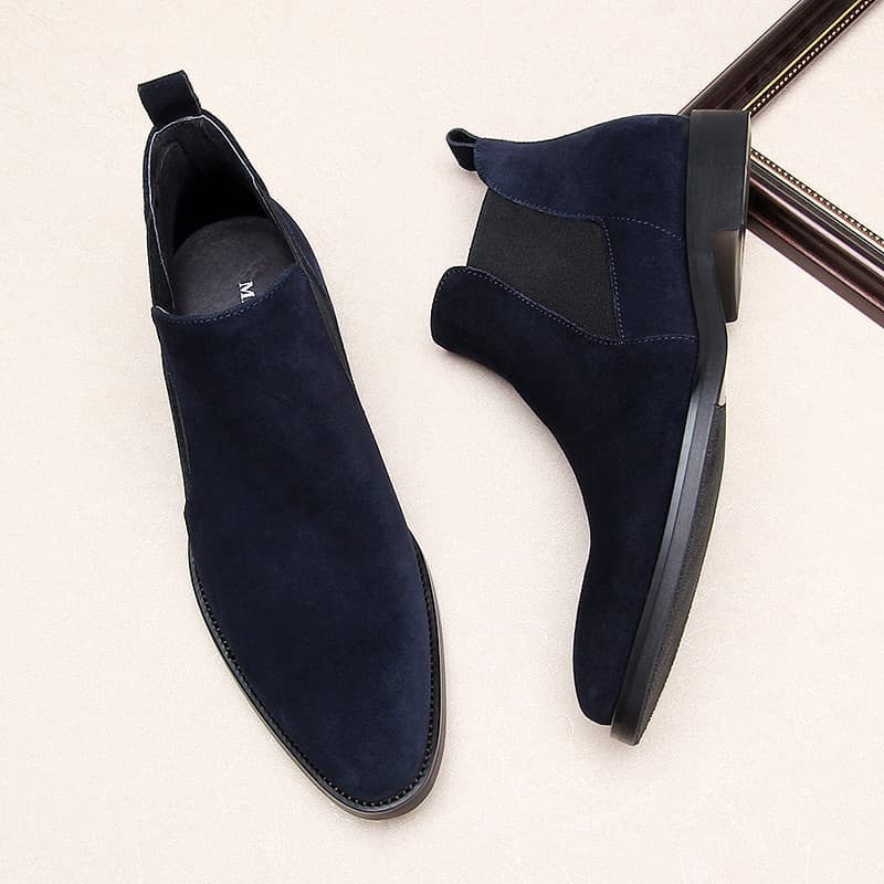 W inverno quente sapatos de couro masculino camurça botas curtas britânico Chelsea botas masculinas botas de couro fosco