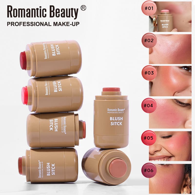 Bastão de blush, blush cremoso multicolorido, vermelho natural, blush cremoso delicado, iluminador, de longa duração, bl