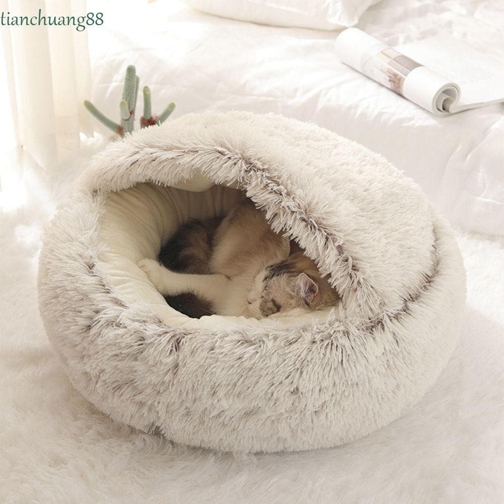Cama De Gato TIANCHUANG Redonda 2 Em 1 Caverna Quente Saco De Dormir Interior Para Animais De Estimação Suprimentos De I