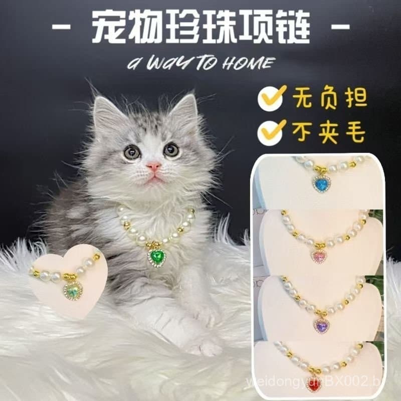 Coleira para cães e gatos, colar de pérolas, coleira com pingente, colar de pedras preciosas, acessórios fofos, decoraçõ