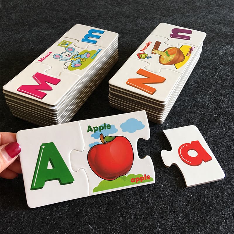 Bebê maiúsculo letras minúsculas cartões de correspondência crianças inglês educação precoce cognitivo grande peça quebr