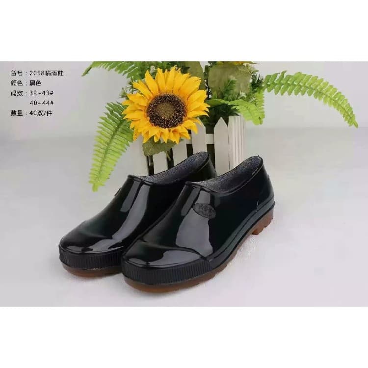 Botas de chuva masculinas de cano baixo de verão, sapatos impermeáveis de cano curto, boca rasa, sapatos de borracha ant