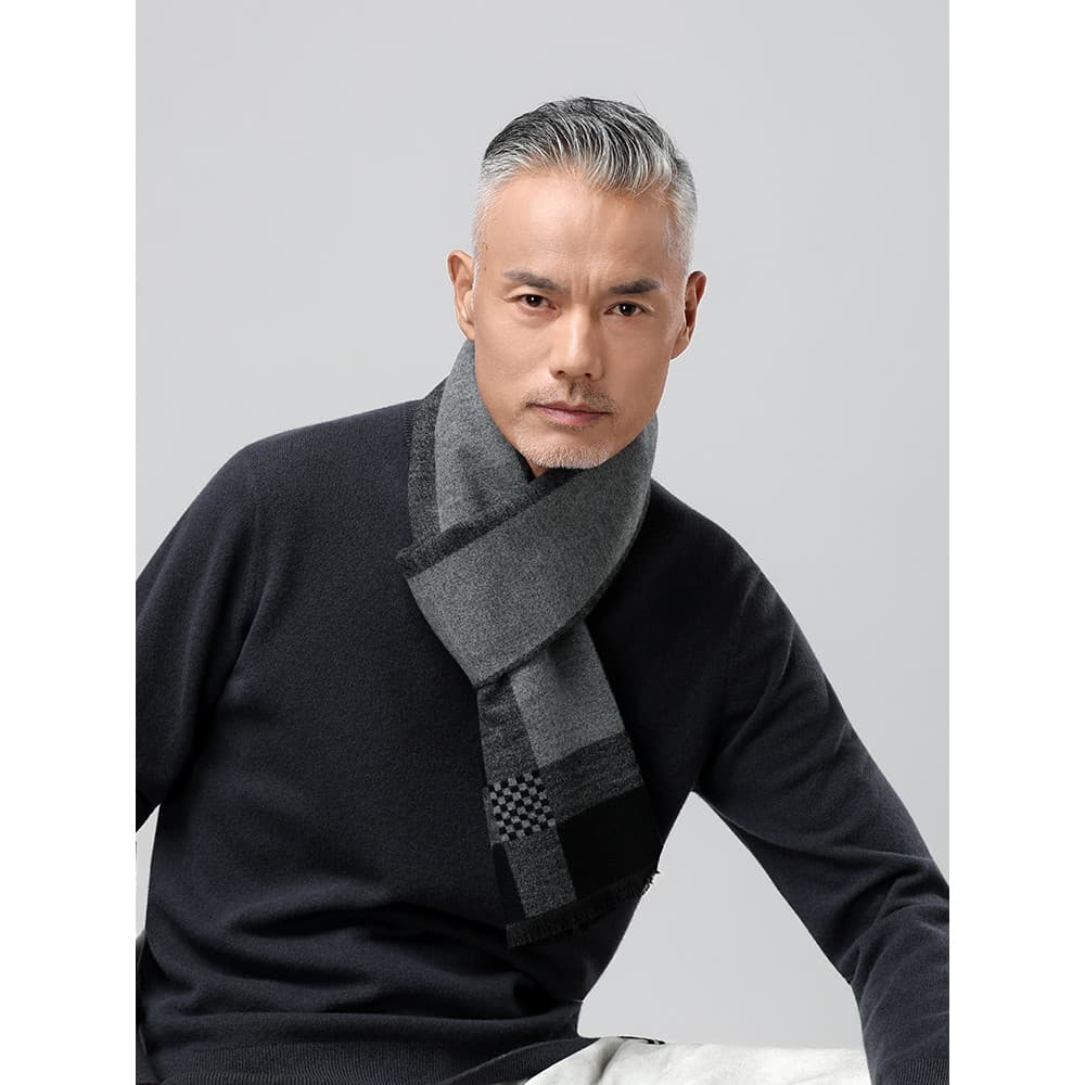 Cachecol masculino inverno quente cachecol de malha inverno engrossado quente masculino High-End presente papai cachecol