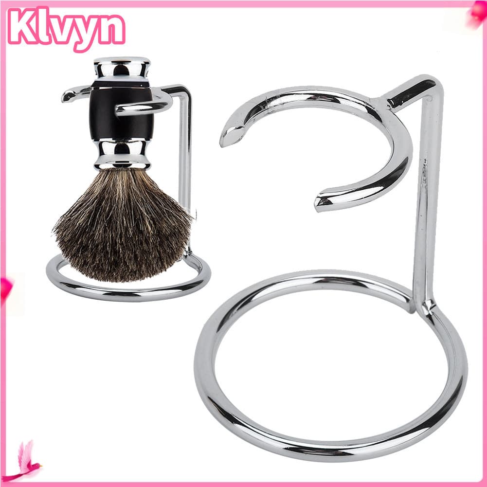 Klvyn-br Suporte de escova de barbear para barbear artístico leve em aço inoxidável suporte prateado kit de segurança