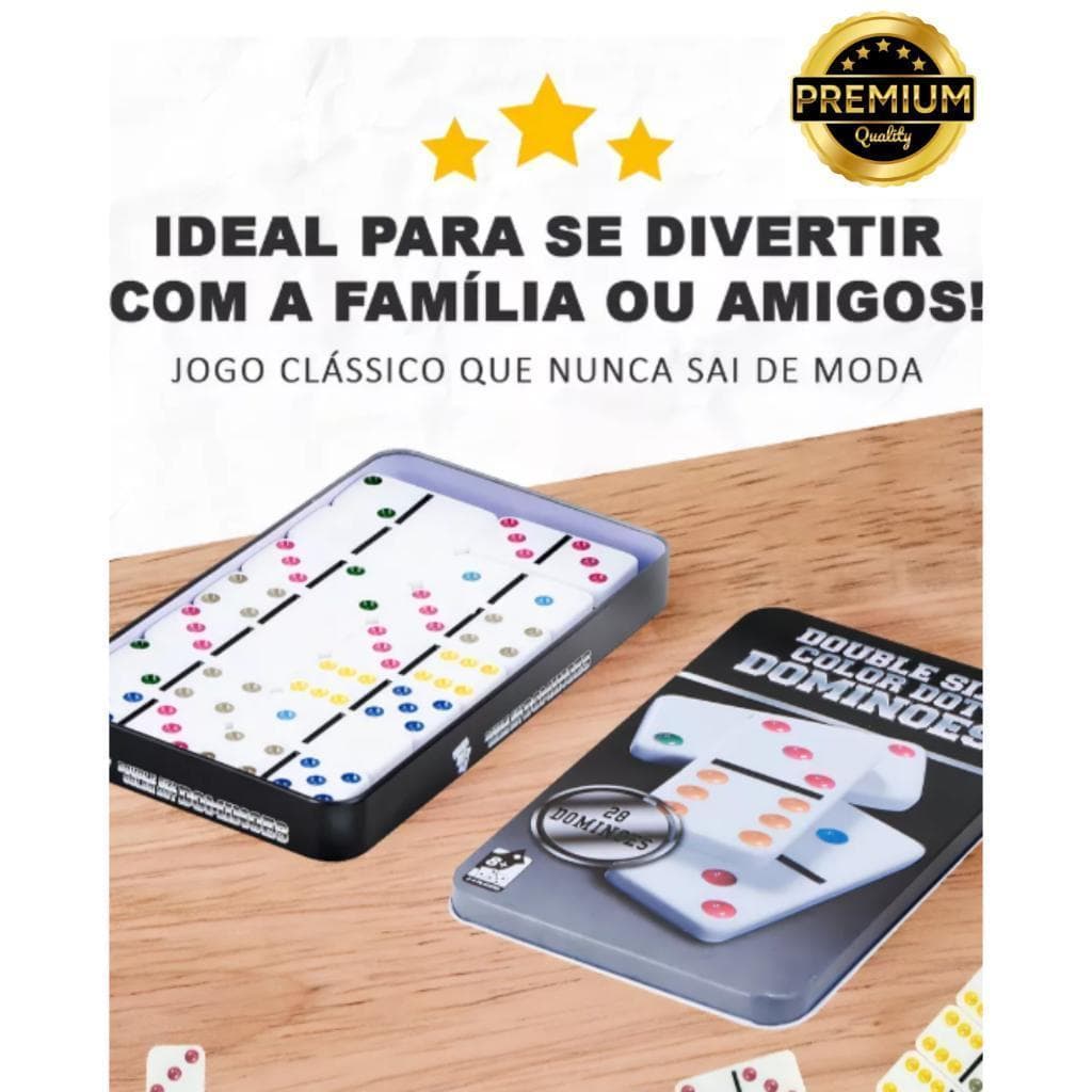 Jogo de Domino 28 Peças Em Lata de Metal Decorativa