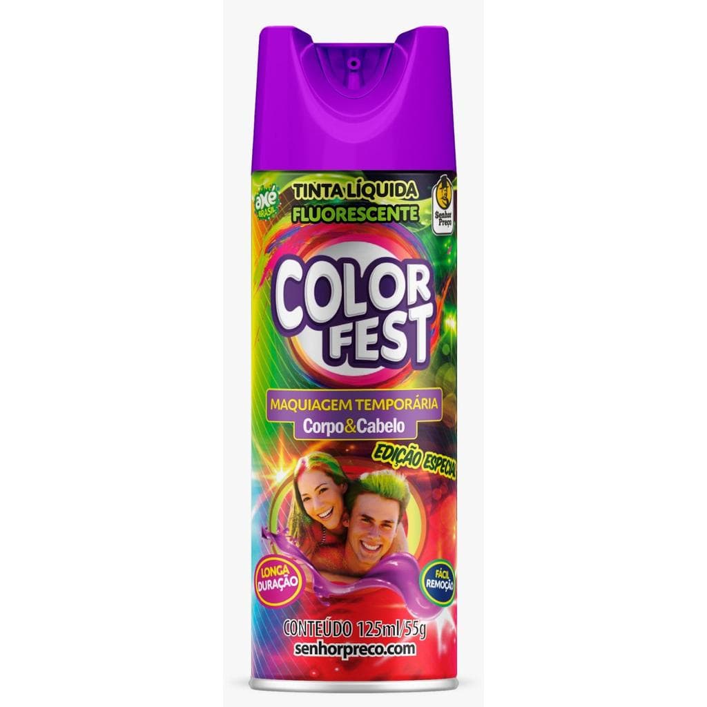 Spray Colorido para Cabelo Color Fest Violeta 125ml Lavável Temporário