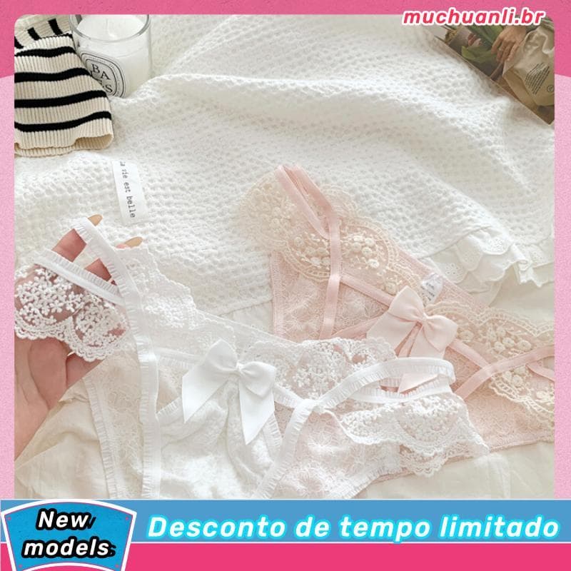 Novo estilo renda fenda cruz irmã real calcinha feminina respirável confortável não-gravata Design sentimento algodão me