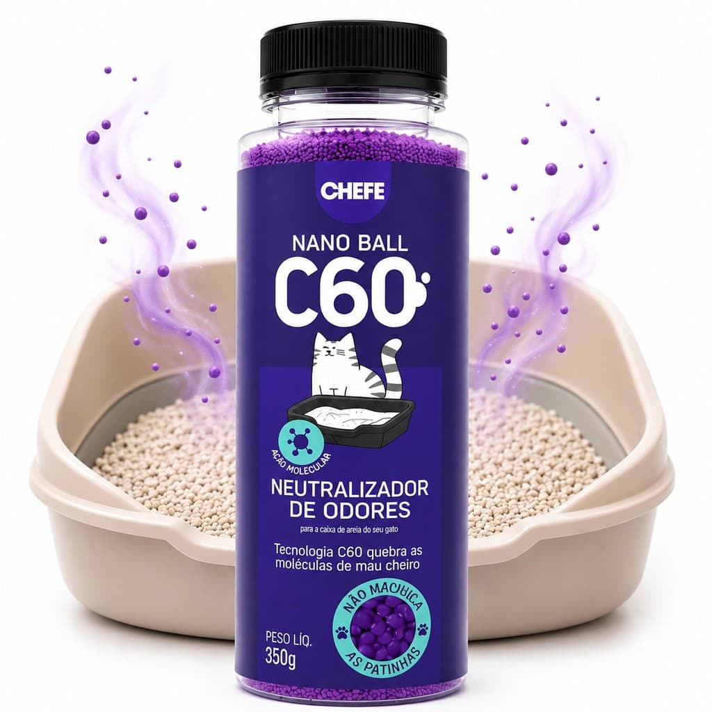 Nano Ball C60 bolinhas desodorizantes antiodor para areia de gato, eliminador de odores, tira cheiro, para gatos 350gr