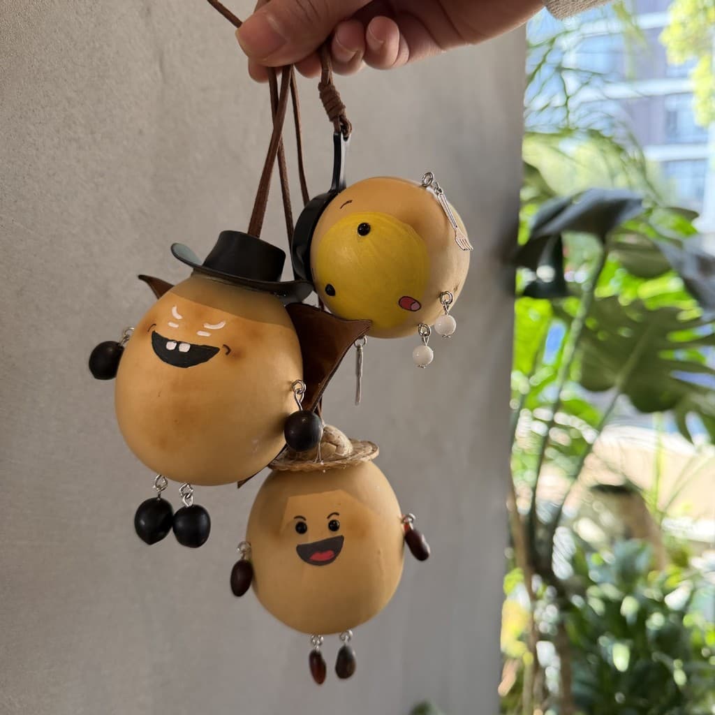 Pingente combinado popular feito à mão com desenho de um homem bonito e fofo, decoração criativa com casca de fruta, pre