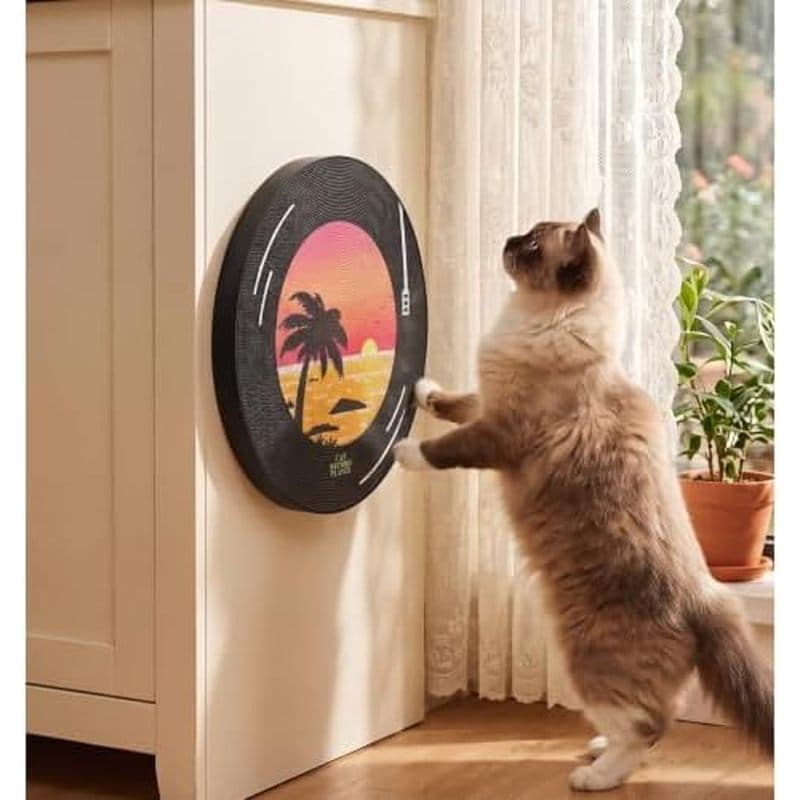 Arranhador Para Gatos Com Disco De Vinil Uso Interno Ou Montado Na Parede | Arranhadores De Papelão Artístico Proteger S