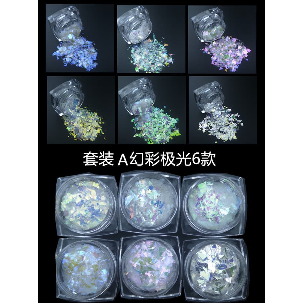 Novo estilo Manicure celofane pequenos fragmentos jóias folha de ouro papel doce cor Irregular influenciador lantejoulas