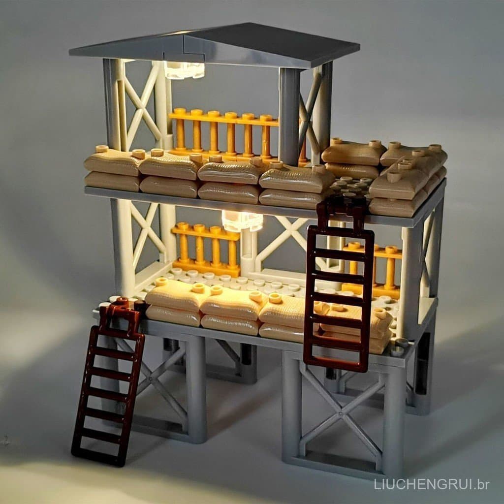 Plataforma de Observação de Base Militar Avançada, Blocos Acessórios para Figuras, Placa de Base, Blocos de Construção d