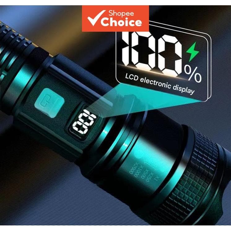 Lanterna De Alta Potência LED Mergulho Com Luz Externa Recarregável