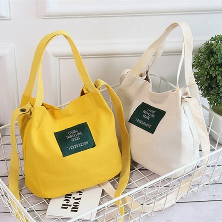 Bolsa balde de lona estilo Preppy Casual All-Match bolsa mensageiro de ombro bolsa pequena diária para viagem